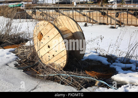 Construction, repair, tools - Coil spool for a cable Stock Photo