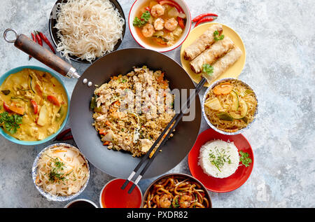 Chinese food set. Asian style food concept composition. Stock Photo