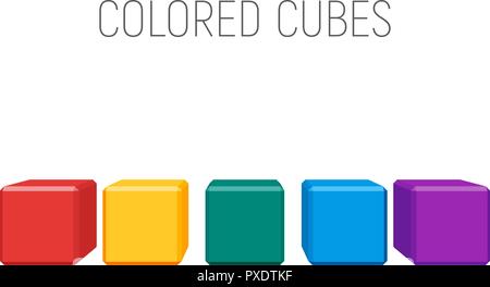 colored cubes in a row. geometric shapes with bevels. vector element for business, logo or other design Stock Vector