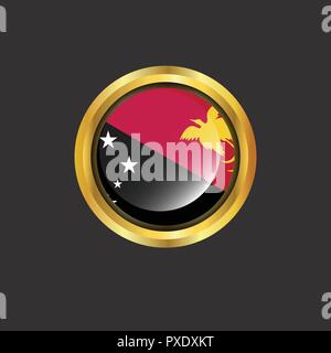 Papua New Guinea flag Golden button Stock Vector