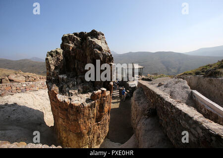 Lesvos Island, Greece. 21st Oct, 2018. Photo taken on Oct. 20, 2018 shows a petrified tree trunk in the Petrified Forest near Sigri village, Lesvos island, Greece. The entire Lesvos island in the northeastern Aegean Sea has been designated as one of the 140 UNESCO Global Geoparks worldwide on account of its outstanding geological, cultural and ecological heritage and efforts to preserve and promote it over the past three decades. Credit: Marios Lolos) (yg/Xinhua/Alamy Live News Stock Photo