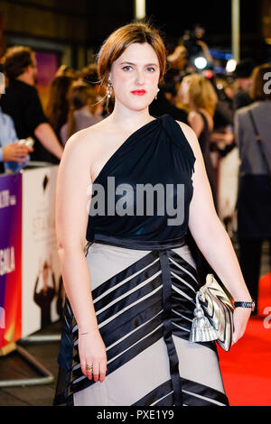 London, UK. 21st Oct 2018. Chanya Button at the London Film Festival Closing Night Gala of STAN AND OLLIE on Sunday 21 October 2018 held at Cineworld Leicester Square, London. Pictured: Chanya Button. Picture by Julie Edwards. Credit: Julie Edwards/Alamy Live News Stock Photo