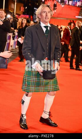 London, UK. 21st Oct 2018. Steve Coogan,Stan & Ollie,BFI London Film Festival Closing Gala,Leicester Square,London.UK Credit: michael melia/Alamy Live News Stock Photo