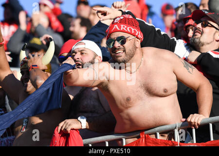 Chester, Pennsylvania, USA. 21st Oct, 2018. New York Red Bulls fans celebrate their team's win over the Philadelphia Union at Talen Energy Field in Chester PA Credit: Ricky Fitchett/ZUMA Wire/Alamy Live News Stock Photo