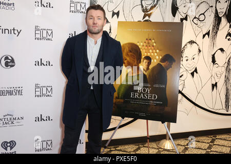 Philadelphia, PA, USA. 21st Oct, 2018. Joel Egerton pictured on the red carpet for a screening of Boy Erased for the Philadelphia Film Festival, at the Philadelphia Film Center in Philadelphia, Pa on October 21, 2018 Credit: Star Shooter/Media Punch/Alamy Live News Stock Photo