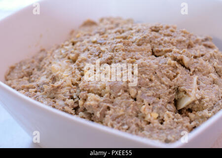 Chopped Liver dish - a traditional Passover  dish  on a Seder table in Tel Aviv, Israel Stock Photo