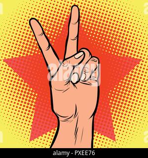 hand victory gesture Stock Vector