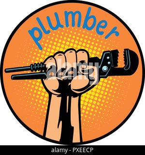 plumber icon symbol circle emblem Stock Vector