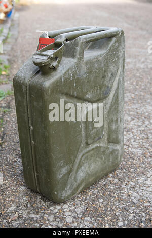 Green military gas petrol fuel container. Jerry can Stock Photo