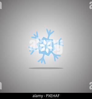 Blue snowflake on a gray background with gradient. Vector illustration. Stock Vector