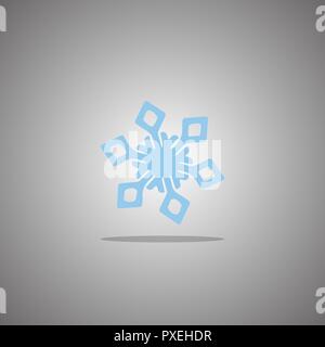 Blue snowflake on a gray background with gradient. Vector illustration. Stock Vector