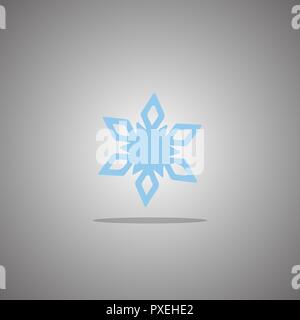 Blue snowflake on a gray background with gradient. Vector illustration. Stock Vector