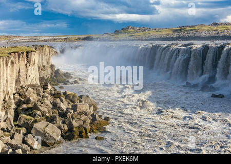 Beautiful Selfoss Waterfall and canyon in the Jokulsargljufur National Park in North Iceland Stock Photo