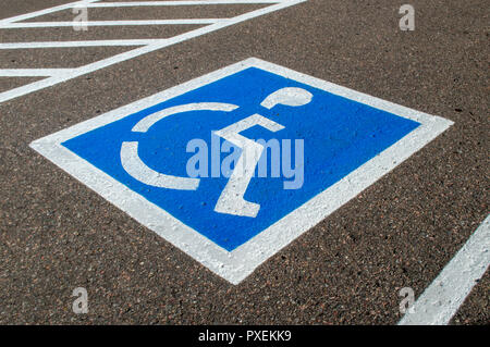 Handicapped parking spots with painted signs