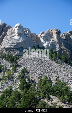 Mount Rushnore on a beautiful blue sky day. Stock Photo