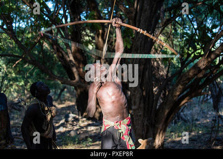 Hazda bushmen tribe at Lake Eyasi in Tanzania Stock Photo