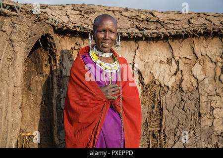 Maasai Village at Ngorongoro Crater in Tanzania Stock Photo