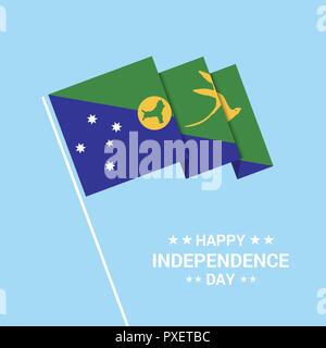 Christmas island Independence day typographic design with flag vector Stock Vector