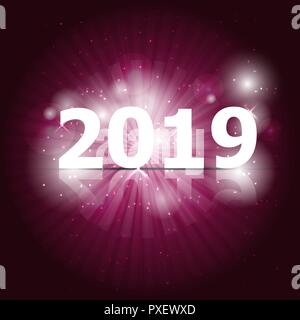 2019 Happy New Year on pink background, stock vector Stock Vector