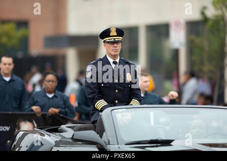 Indianapolis, Indiana, USA - September 22, 2018: The Circle City Classic Parade, Chief of the Indianapolis metropolitan police department, going down  Stock Photo