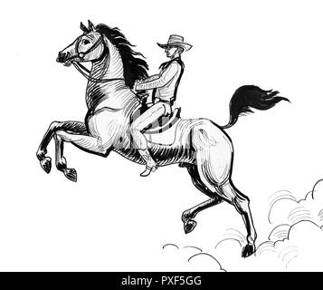 how to draw a cowboy on a horse easy