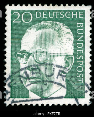 Postmarked stamps from the Federal Republic of Germany in the Federal President Dr. Gustav Heinemann series Stock Photo