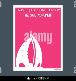 The Sail Monument Manama, Bahrain monument landmark brochure Flat style and typography vector Stock Vector