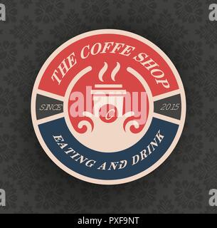 Coffee shop logo template vector design with Cup silhouette, good for signage and cafe badge. Retro emblem. Stock Vector