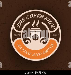 Coffee shop logo design template. Retro coffee emblem. Vector art. Stock Vector