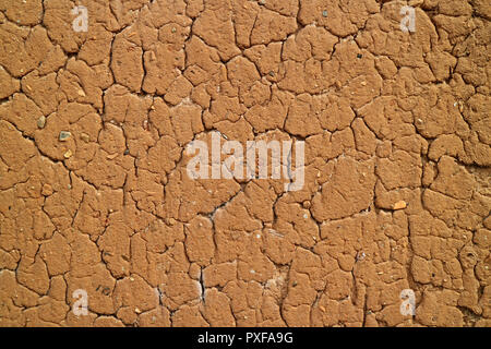 Texture of the Orange Brown Color Rustic Soil Wall in Northern Peru for Background, Texture or Pattern Stock Photo