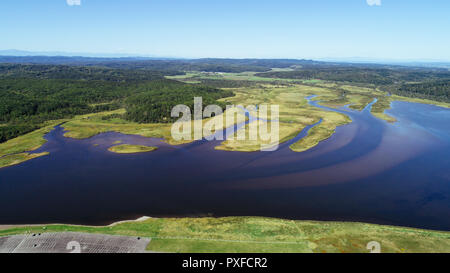 Aerial Photography of Lake Chobushi, Hokkaido, Japan Stock Photo