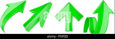 Green arrows set. 3d UP icons Stock Vector