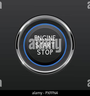 Engine start stop button. Car dashboard element Stock Vector