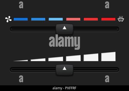 Car dashboard elements with level sliders Stock Vector