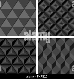 Gray geometric seamless background. Compilation set Stock Vector