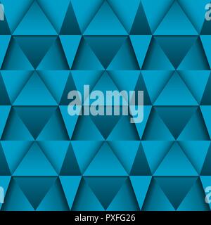Blue 3d geometric pattern. Abstract seamless background Stock Vector