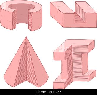 Geometric shapes. Hand drawn sketch Stock Vector