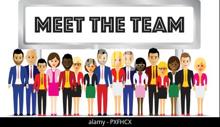 large group of different people in a team Stock Vector