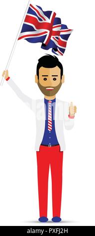 man waving the uk flag Stock Vector