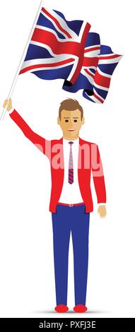 man waving the uk flag Stock Vector