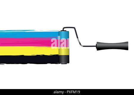 creative cmyk painting with roller on white background vector illustration EPS10 Stock Vector