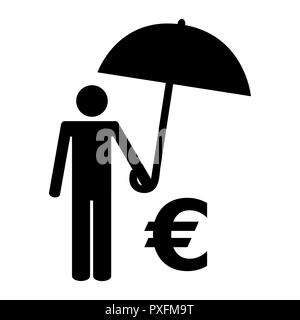 man with umbrella and euro pictogram vector illustration EPS10 Stock Vector