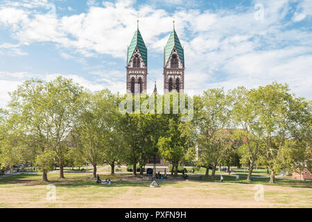 Sacred Heart Church and Stuhlinger church Square, Freiburg im Breisgau, Germany Stock Photo