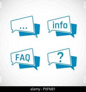Chat Speech bubble Icons set. Message and information icons, FAQ and question icons. Element of web icon for mobile concept and web apps. Vector illus Stock Vector