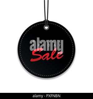 Black Friday sale black tag advertising round banner on white background vector illustration Stock Vector