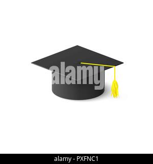 Graduation cap or mortar board. Education design element isolated on white background. Vector illustration Stock Vector