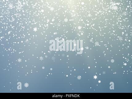 Falling Snowflakes transparent background. Winter pattern with crystallic snowflakes. Christmas and New Year background. Vector illustration Stock Vector