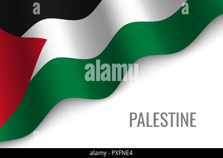 waving flag of Palestine with copyspace. Template for brochure. vector illustration Stock Vector