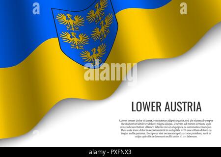 waving flag of Lower Austria is a region of Austria on white background. Template for banner or poster. Stock Vector