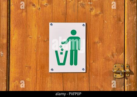 Dustbin sign closeup Stock Photo